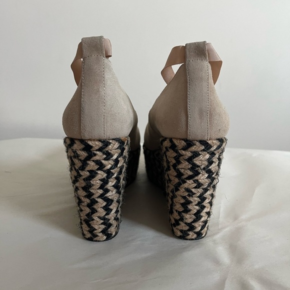 Free People Nude Charade Suede Platform Ballerina Ribbon Tie Espradille size 41 - Picture 6 of 13